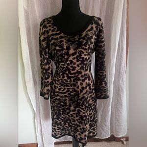Calvin Klein Black and Tan Long Sleeve Dress